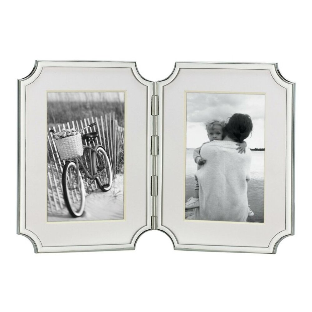 Double Hinged Silver Plated Picture Frame 4 x 6 Kate Spade